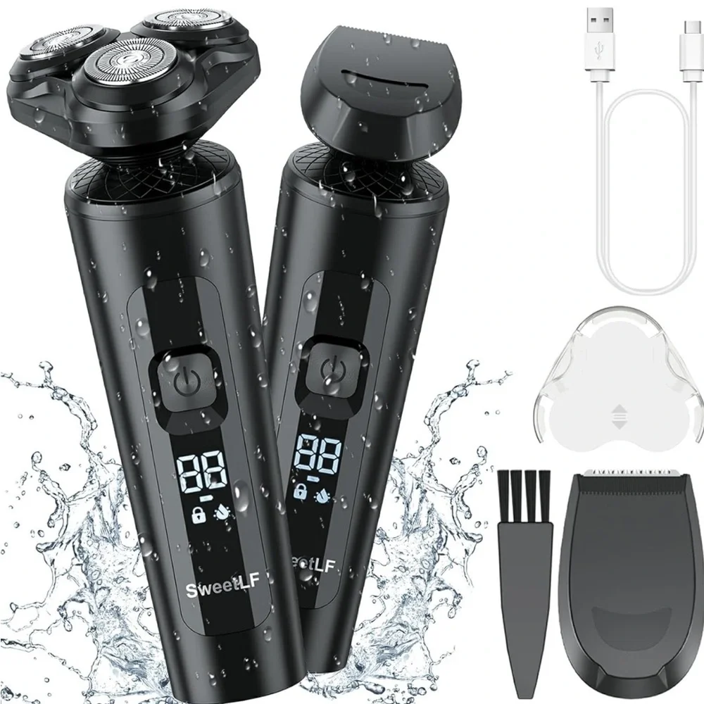 NEW! Electric Shaver 100% Waterproof Electric Rechargeable Wet Dry Shaving Black